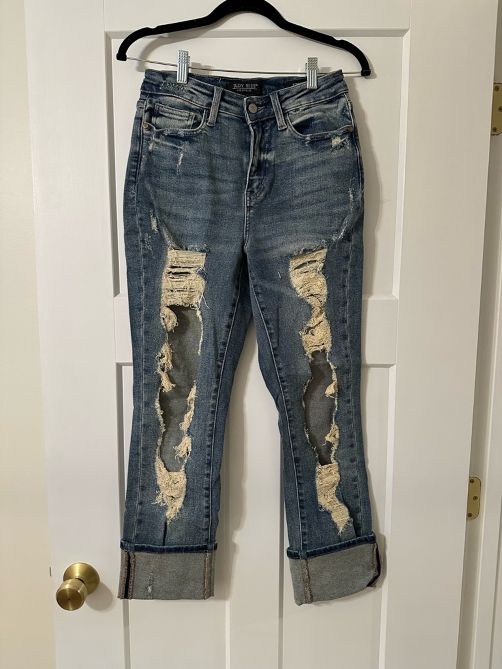 Judy Blue Coated Blue Distressed Women's Jeans stretchy like new